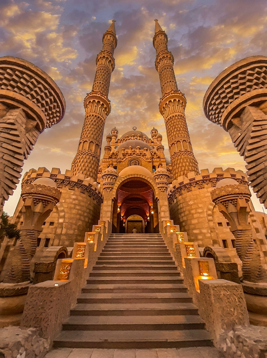 Al Sahaba Mosque in Sharm El Sheikh at golden hour